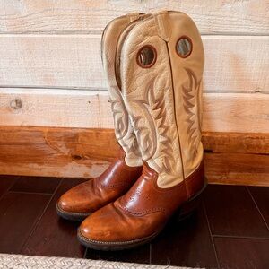 Tony Llama Buckaroo Tall Western boot embroidered leather pull holes rounded toe